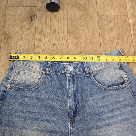 SONG Wide Leg High Rise Blue Muddy Wash Baggy Jeans Size 11 Or 30 - Picture 6 of 9